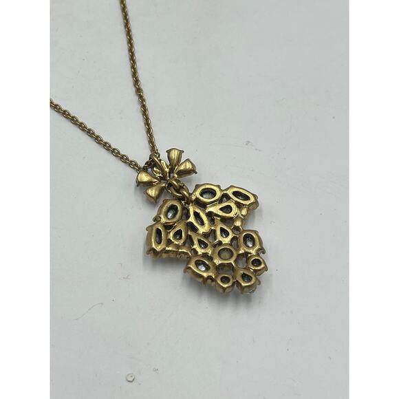 J. Crew Crystal Emblem Cluster Pendant Long Gold Tone Chain Necklace - Picture 8 of 9